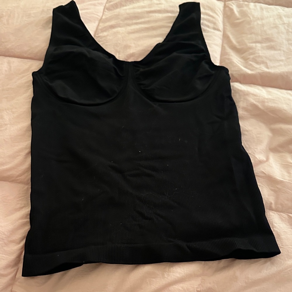 Black Sleeveless Ribbed Top